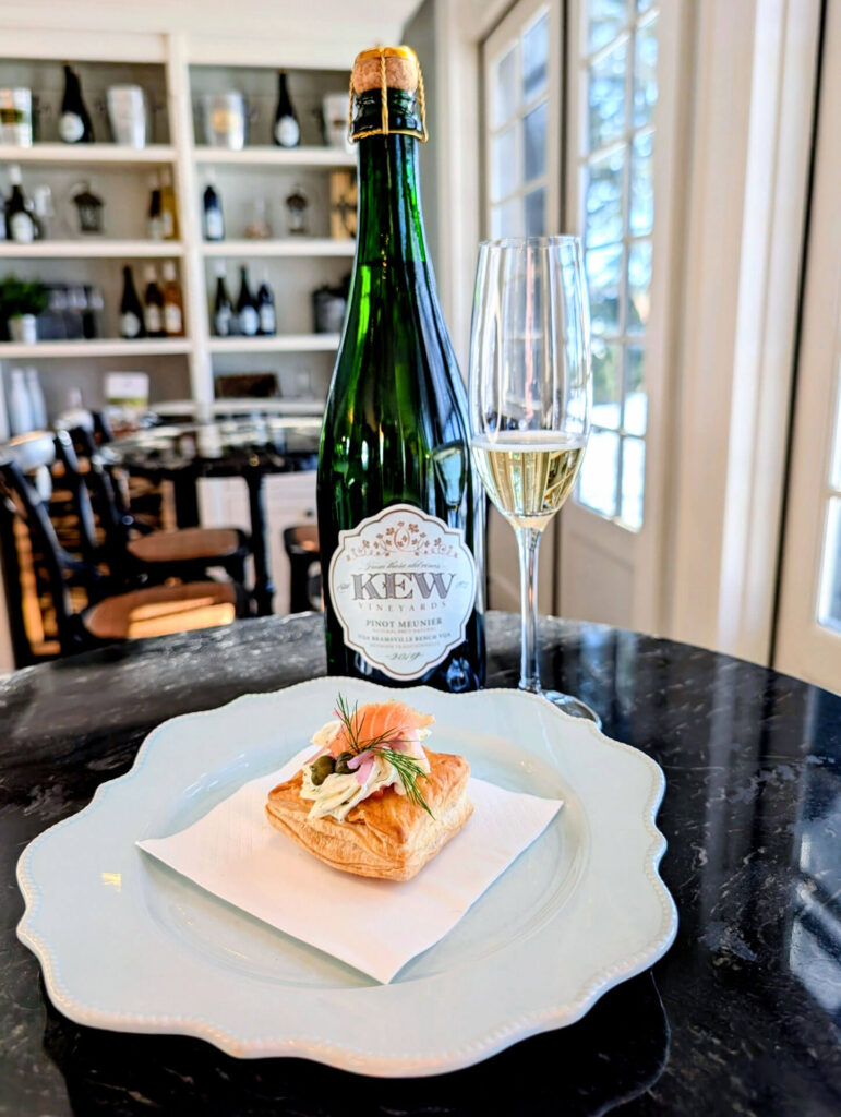 Kew Vineyard Pinot Meunier with puff pastry