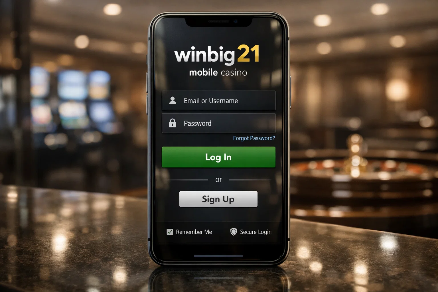 Humanized casino host smiling, Winbig21 experience